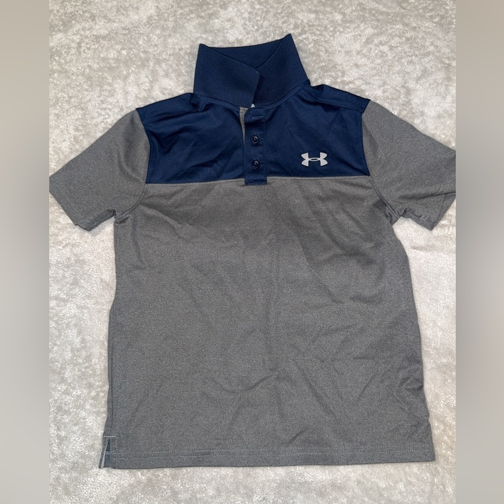 NWOT Under Armour Blue and Gray Button Down Shirt Performance Design